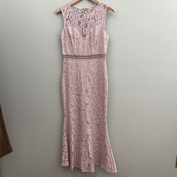Lulus Mermaid Maxi Dress Womens Small Mauve Pink Lace Maxi Sleeveless Gown - Picture 1 of 11